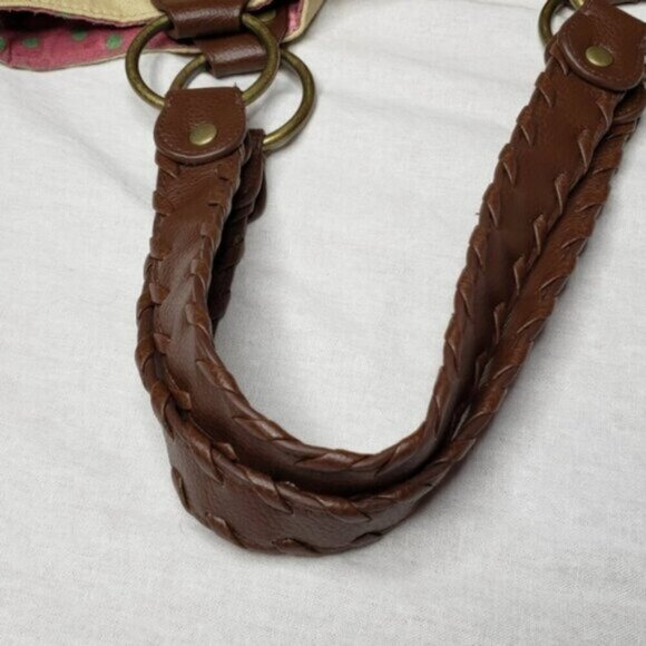 Levi's Shoulder Tote Bag Double Handle Snap Close Beige Cream Cotton - Picture 4 of 16